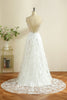 Załaduj obraz do przeglądarki galerii, BiałeCienkich Ramiączkach Suknia Ślubna Boho Z Rozcięciem