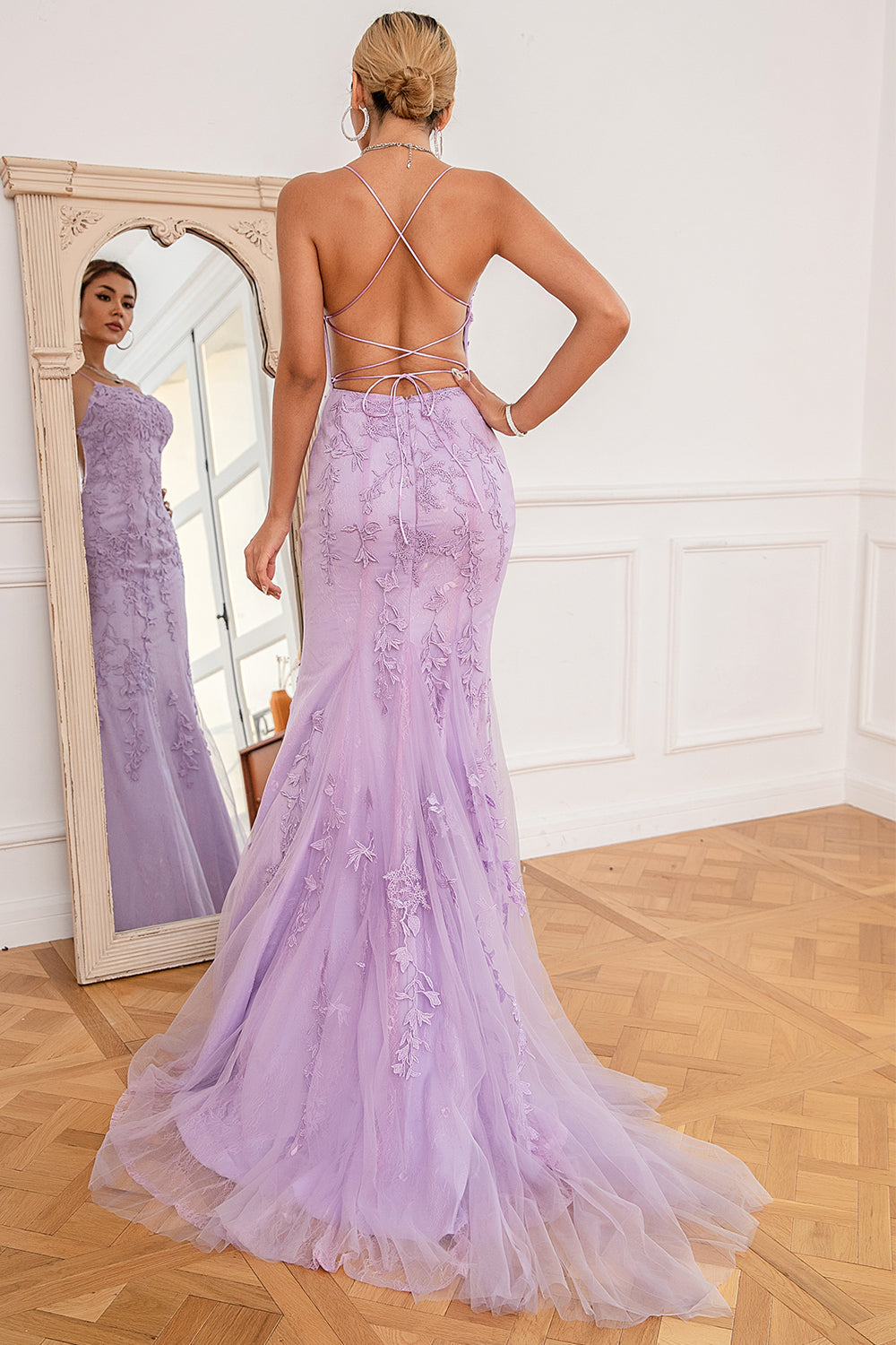 Żółta sukienka Mermaid Long Prom z aplikacjami