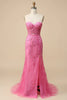 Załaduj obraz do przeglądarki galerii, Różowy Gorset Kochanie Długa Koronka Syrenka Sukienki Na Studniówke Z Rozcięciem