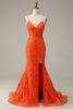 Załaduj obraz do przeglądarki galerii, Pomarańczowa Syrenka Sukienki Na Studniówke Z Rozcięciem