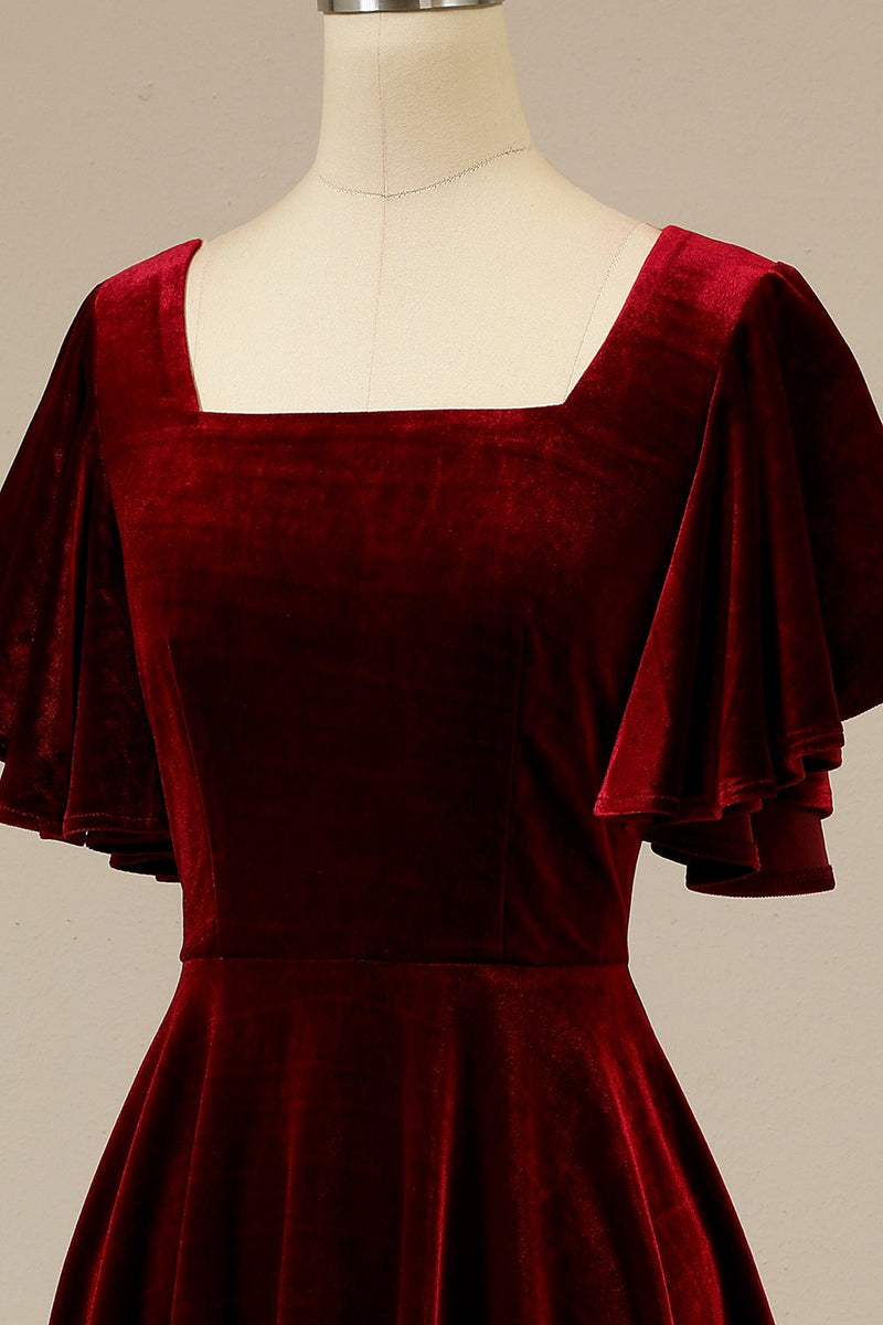 Załaduj obraz do przeglądarki galerii, Burgundia Aksamitna sukienka Przyjęcie