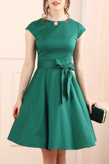 Zielona Sukienki Lata 50 Z Szarfa