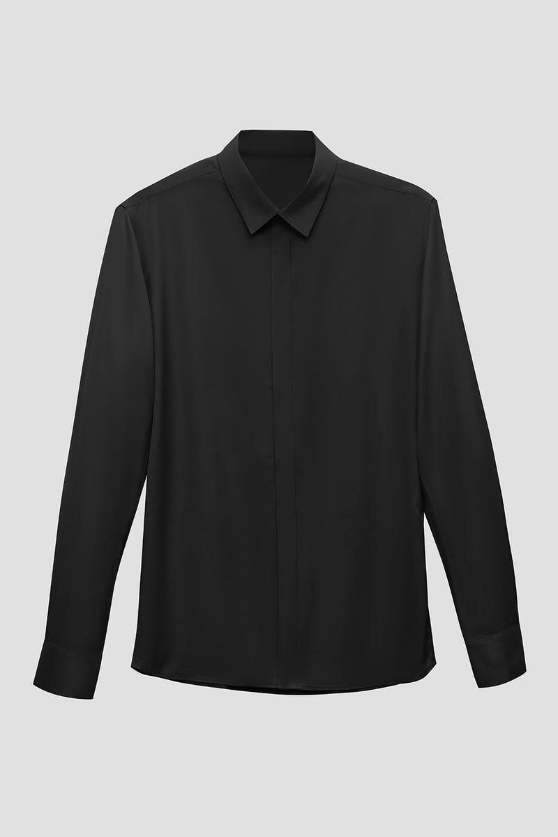 Załaduj obraz do przeglądarki galerii, Czarna koszula Solid Men&#39;s Suit