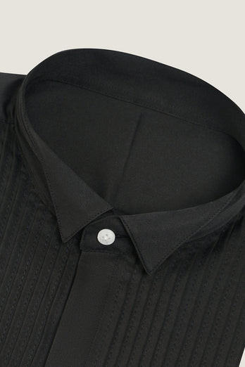 Czarna koszula z długim rękawem Męska Koszula Garniturowa