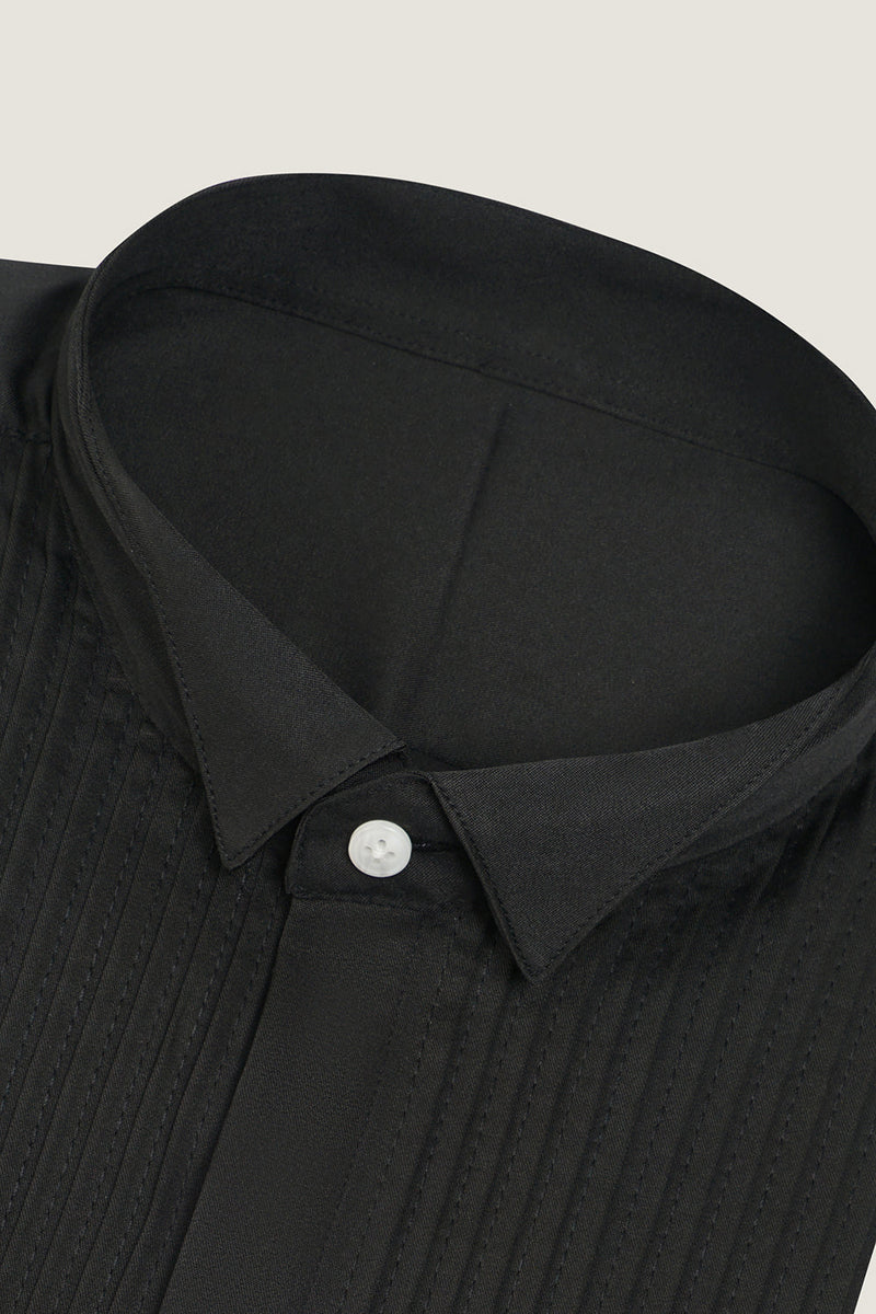 Załaduj obraz do przeglądarki galerii, Czarna koszula z długim rękawem Męska Koszula Garniturowa
