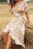 Załaduj obraz do przeglądarki galerii, Pomarańczowa Asymetryczne Sukienki w Kwiaty Boho