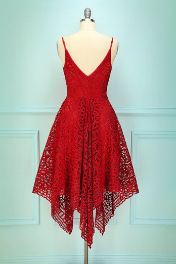 Czerwona Asymetryczne Sukienka Na Wesele