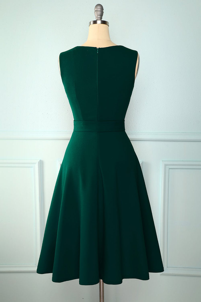 Załaduj obraz do przeglądarki galerii, Zielona Midi Sukienki Vintage Lata 50