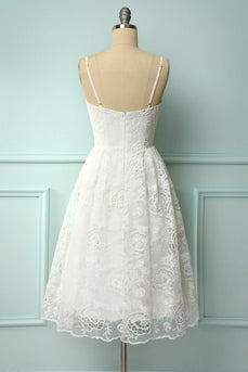 Biała Koronkowa Sukienka Midi