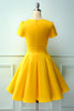 Załaduj obraz do przeglądarki galerii, Żółta Krótki Rękaw Sukienki Lata 50