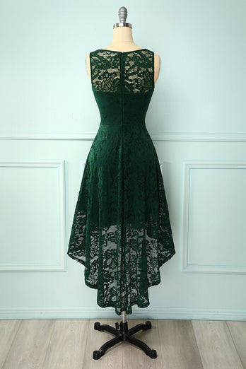 Zielony Asymetryczne Sukienki Koronkowe