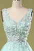 Załaduj obraz do przeglądarki galerii, Miętowo-zielona Krótka Suknia Balowa z Aplikacjami