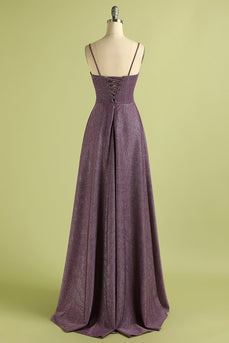 Fioletowe Długie Cienkich Ramiączkach Sukienki Na Studniówke