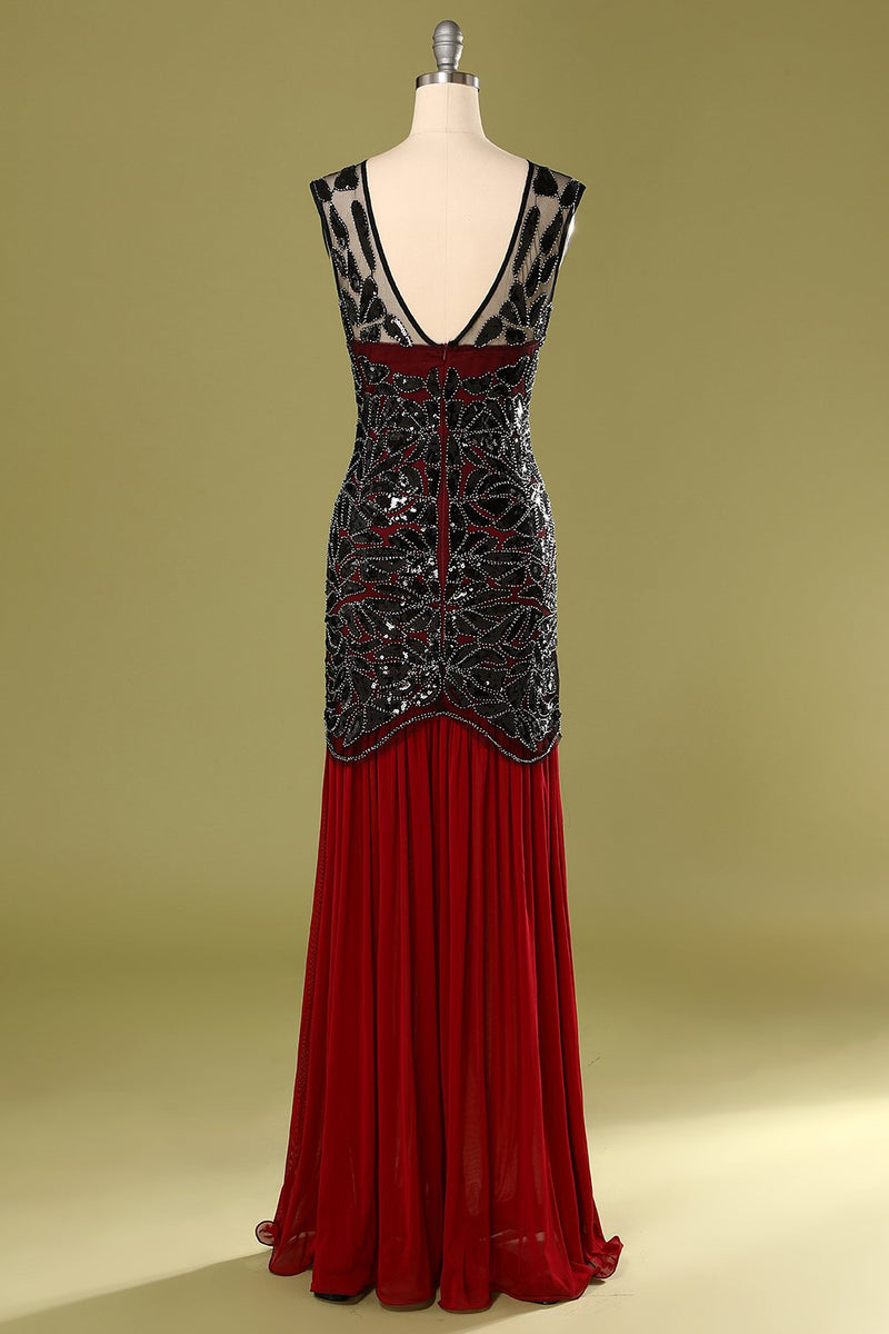 Załaduj obraz do przeglądarki galerii, Czerwona Sukienki Lata 20 z Cekinami