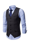 Jednorzędowe kamizelki w serek w serek Black Men's Suit Vests