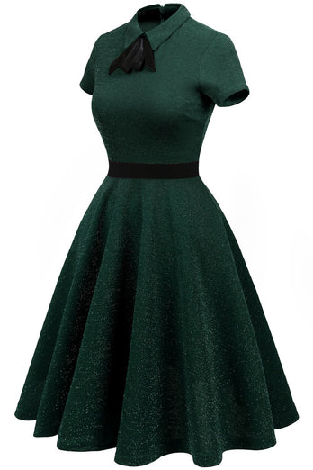 Burgundowa sukienka vintage z lat 50. z rękawami
