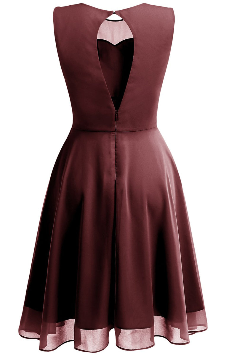 Załaduj obraz do przeglądarki galerii, Burgundy vintage sukienka z dziurką od klucza