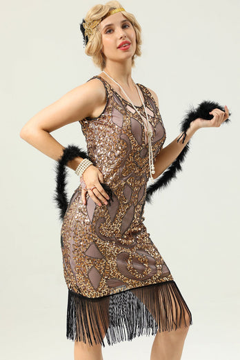 Złota sukienka Gatsby'ego z lat 20.