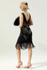 Załaduj obraz do przeglądarki galerii, Czarna Cekiny Sukienka Lata 20 Wielki Gatsby z Frędzlami