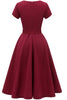 Załaduj obraz do przeglądarki galerii, Burgundia Solidna sukienka z lat 50.