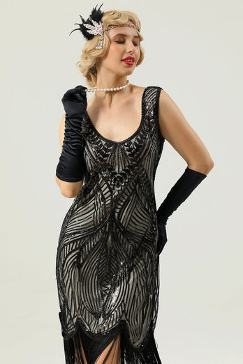 Czarna sukienka bez rękawów 1920