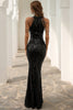 Załaduj obraz do przeglądarki galerii, Czarna Cekinowa Sukienka Na Studniówkę O Kroju Syreny