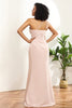 Załaduj obraz do przeglądarki galerii, Różowa Satynowe Syrenka Długie Suknie Dla Druhen z Rozcięciem