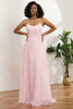 Załaduj obraz do przeglądarki galerii, Cienkich Ramiączkach Szyfonowa Różowa Suknia Druhny