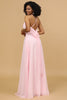 Załaduj obraz do przeglądarki galerii, Cienkich Ramiączkach Szyfonowa Różowa Suknia Druhny