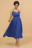 Załaduj obraz do przeglądarki galerii, Królewska Niebieska Midi Sukienka Plisowana Dla Druhny