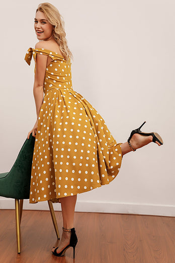 Żółta polka kropki vintage sukienka