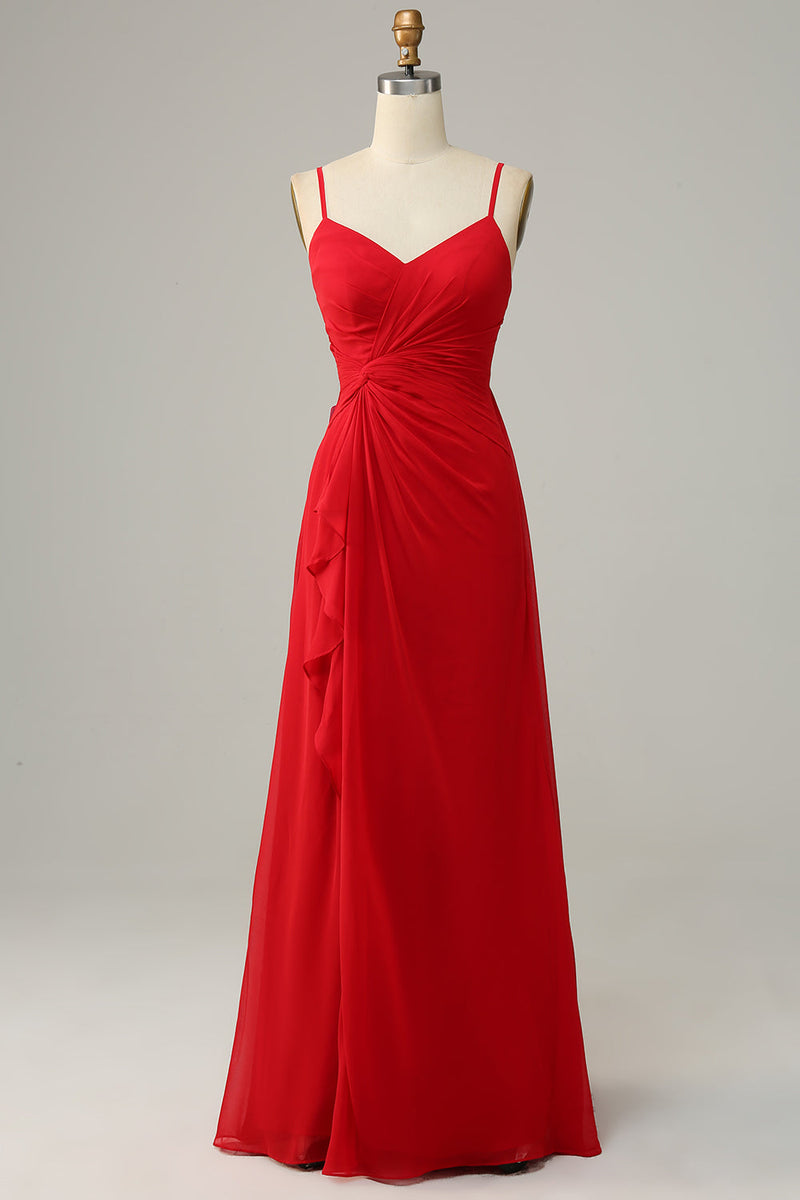 Załaduj obraz do przeglądarki galerii, Cienkich Ramiączkach Czerwone Sukienki Dla Druhny