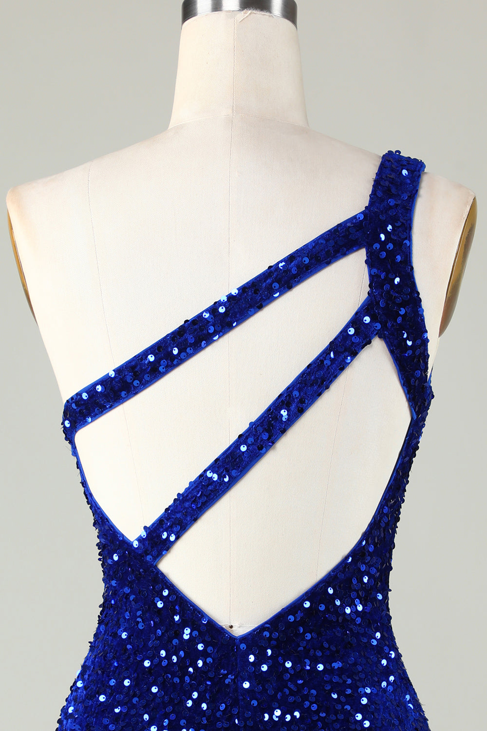 Cekiny na jedno ramię Royal Blue Tight Beading Krótka sukienka Homecoming