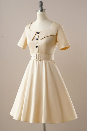 Vintage morelowa kwadratowa szyja 1950 sukienka