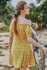 Załaduj obraz do przeglądarki galerii, Żółta Sukienka Na Lato Mini W Kwiaty