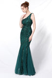 Mermaid One Shoulder Prom Sukienka z aplikacjami