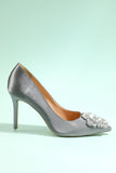 Grey Rhinestone Party Buty