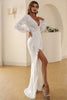 Załaduj obraz do przeglądarki galerii, Biała sukienka z koronki Maxi Boho z dekoltem w serek
