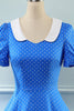 Załaduj obraz do przeglądarki galerii, Vintage niebieski kropki 1950 sukienka