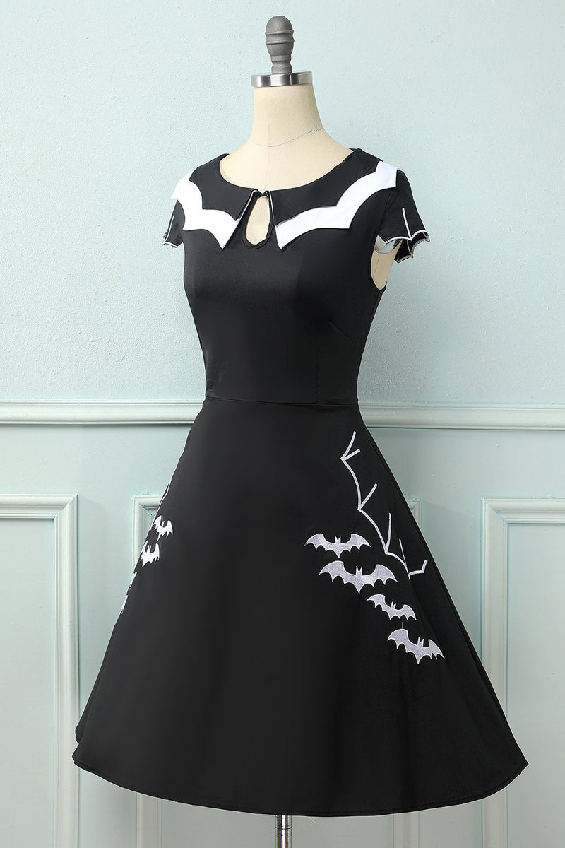 Załaduj obraz do przeglądarki galerii, Czarna sukienka z lat 50-tych