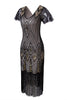 Załaduj obraz do przeglądarki galerii, Black &amp; Gold Sequins 1920s Flapper Dress