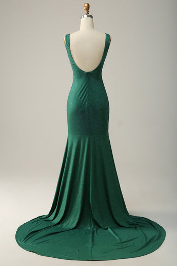 Syrena Dekolt V Zielona Długa Sukienka Na Studniówkę Z Frezowaniem