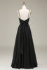 Załaduj obraz do przeglądarki galerii, Cienkich Ramiączkach Czarna Szyfonowa Długa Sukienki Dla Druhny