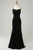 Załaduj obraz do przeglądarki galerii, Cienkich Ramiączkach Czarna Długa Sukienki Dla Druhny Z Rozcięciem