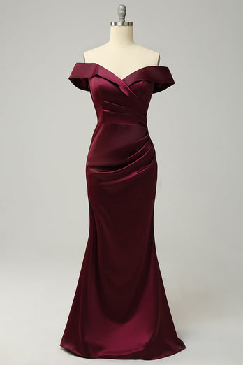 Plus Size Burgundia Sukienki Na Wesele z Odkrytymi Ramionami