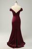 Załaduj obraz do przeglądarki galerii, Plus Size Burgundia Sukienki Na Wesele z Odkrytymi Ramionami