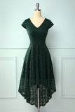 Zielony Asymetryczne Sukienki Koronkowe Dekolt V