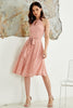 Załaduj obraz do przeglądarki galerii, Różowa Midi Sukienki Koronkowe Na Wesele