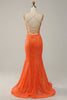 Załaduj obraz do przeglądarki galerii, Syrena Cienkich Ramiączkach Pomarańczowa Sukienki Na Studniówke z Dzielonym Przodem