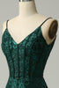Załaduj obraz do przeglądarki galerii, Syrena Cienkich Ramiączkach Zielona Sukienki Na Studniówke z Aplikacjami